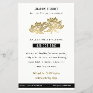 Elegante formale falsche Gold-Lotos-Blumen Geschäf Flyer
