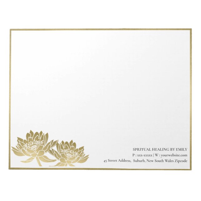 ELEGANTE FORMALE IMITATE GOLD LOTUS FLORALISCHES G NOTIZBLOCK (Vorderseite)
