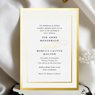 Elegante formale Kalligraphie-Goldrahmen-Hochzeit Folieneinladung