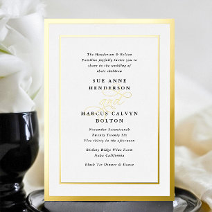 Elegante formale Kalligraphie-Goldrahmen-Hochzeit Folieneinladung