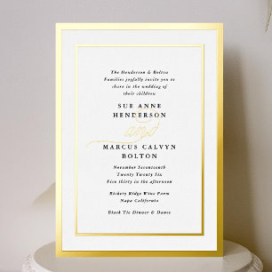 Elegante formale Kalligraphie-Goldrahmen-Hochzeit Folieneinladung
