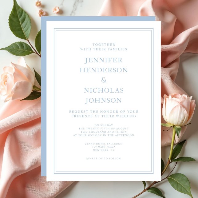 Elegante formale Pulverhochzeit Einladung (Elegant Formal Blue Wedding Invitation)
