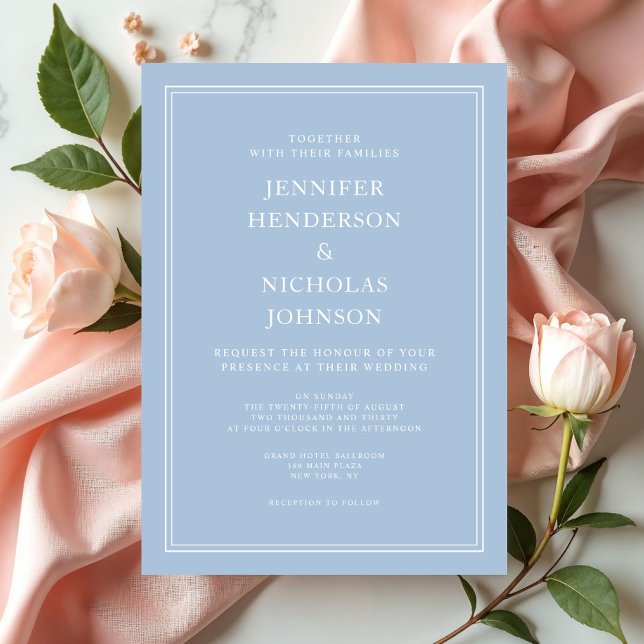 Elegante formale Pulverhochzeit Einladung (Elegant Formal Powder Blue Wedding Invitation)
