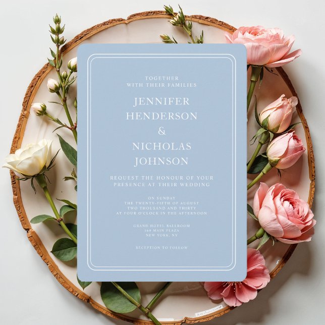 Elegante formale Pulverhochzeit Einladung (Elegant Formal Powder Blue Wedding Invitation)