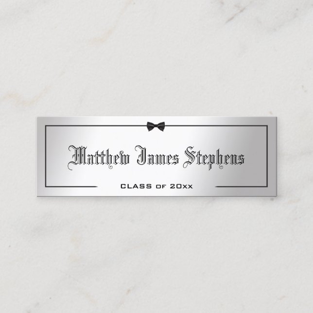 Elegante formale Silver Abschluss Name Card Einleg Telefonnummerkarte (Vorderseite)