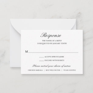 Elegante formale traditionelle Hochzeitstitel-RSVP Mitteilungskarte