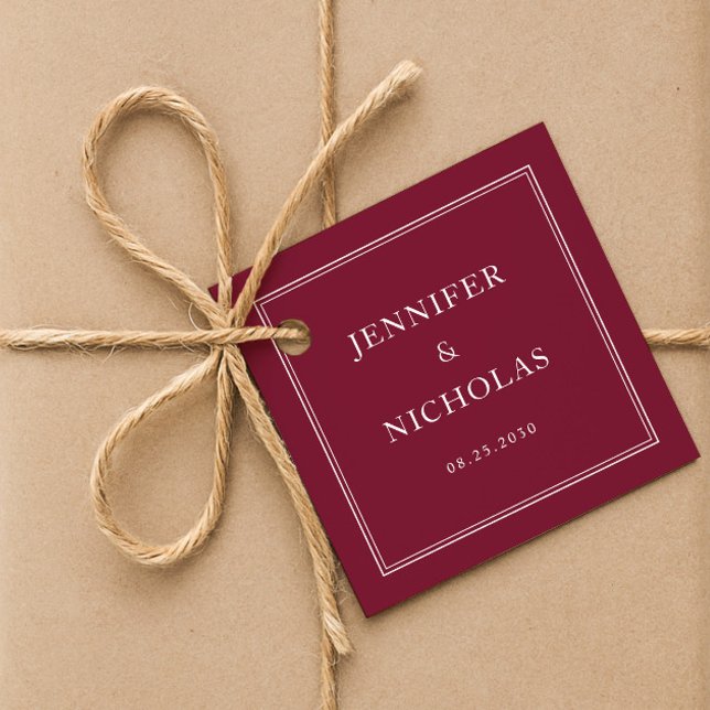 Elegante formelle Burgunder-Hochzeit Geschenkanhänger (Elegant Formal Burgundy Wedding Favor Tags)
