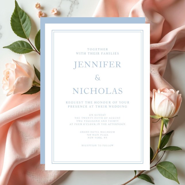 Elegante formelle Einladung zum Hochzeitsfeiern (Elegant Formal Blue Wedding Invitation)