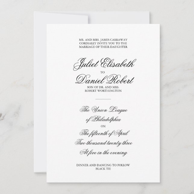 Elegante formelle Einladung zur Hochzeit (Vorderseite)