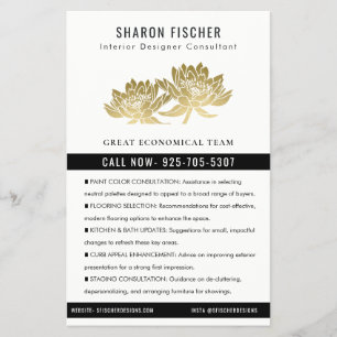 Elegante formelle falsche Gold-Lotus-Blumen Geschä Flyer