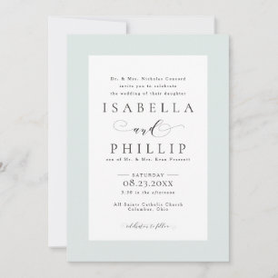 Elegante formelle grüne Rahmenhochzeit Einladung