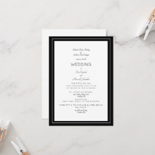 Elegante formelle Hochzeit Beides Elternpaare S/W Einladung