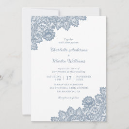 Elegante formelle Hochzeit von Blaublauer Flora Einladung