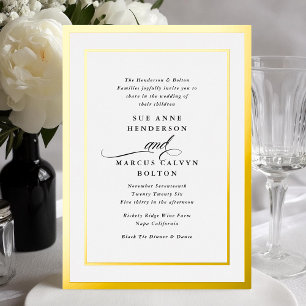 Elegante formelle Kalligrafie Goldrahmen Hochzeit Folieneinladung