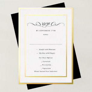 Elegante formelle Kalligrafie Goldrahmen Hochzeit  Folieneinladung