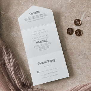 Elegante formelle minimalistische Hochzeit     All In One Einladung