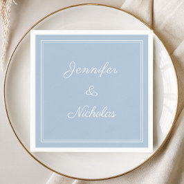 Elegante formelle Powder Blue Schrift Hochzeit Serviette