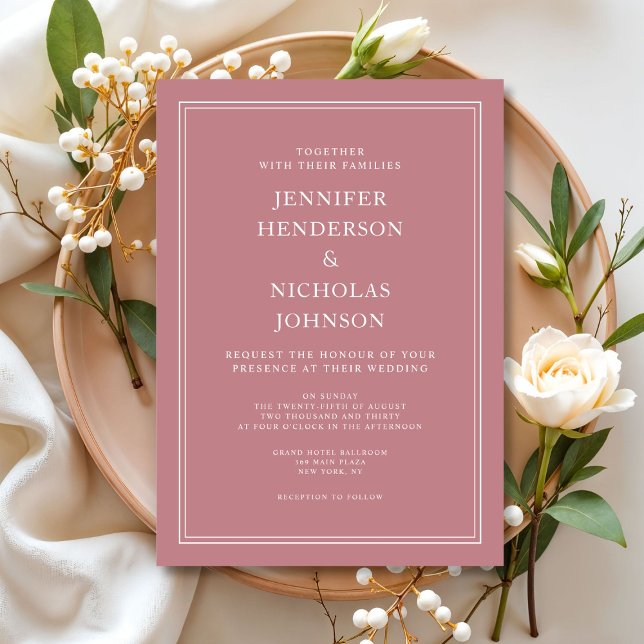 Elegante formelle, rosa Hochzeit Einladung (Elegant Formal Dusty Pink Wedding Invitation)