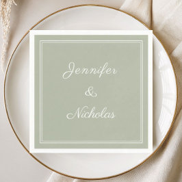Elegante formelle Sage Green Script Hochzeit Serviette