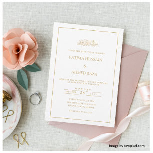 Elegante formelle Schrift Goldrahmen Muslimische H Einladung