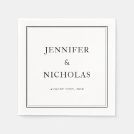 Elegante formelle Schwarz-Weiß-Hochzeit Serviette