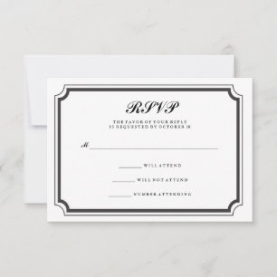 Elegante formelle schwarze und weiße RSVP Karte