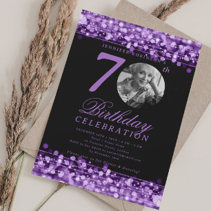Elegante Foto 70. Geburtstagsfeier violette Lichte Einladung