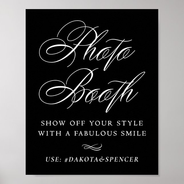 Elegante Foto Booth Smile White Calligraphy | Chic Poster (Vorne)