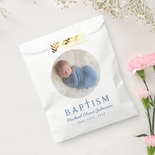 Elegante Foto Boy Baptisse Geschenktütchen (Versiegelt)