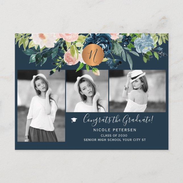 Elegante Foto-Collage Einladungspostkarte (Vorderseite)