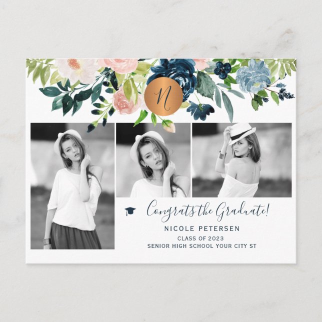 Elegante Foto-Collage Einladungspostkarte (Vorderseite)