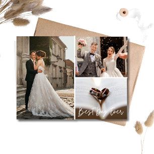 Elegante Foto-Collage Hochzeits-Dankeschön Postkarte