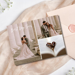 Elegante Foto-Collage Hochzeits-Dankeschön Postkarte