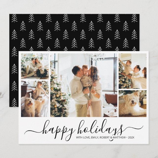Elegante Foto Collage Weihnachtskarte Einladung (Vorne/Hinten)