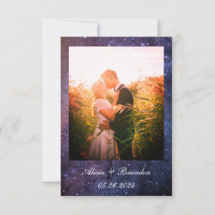 Elegante Foto-Galaxie-Sterne-Hochzeits-Himmelstext Save The Date