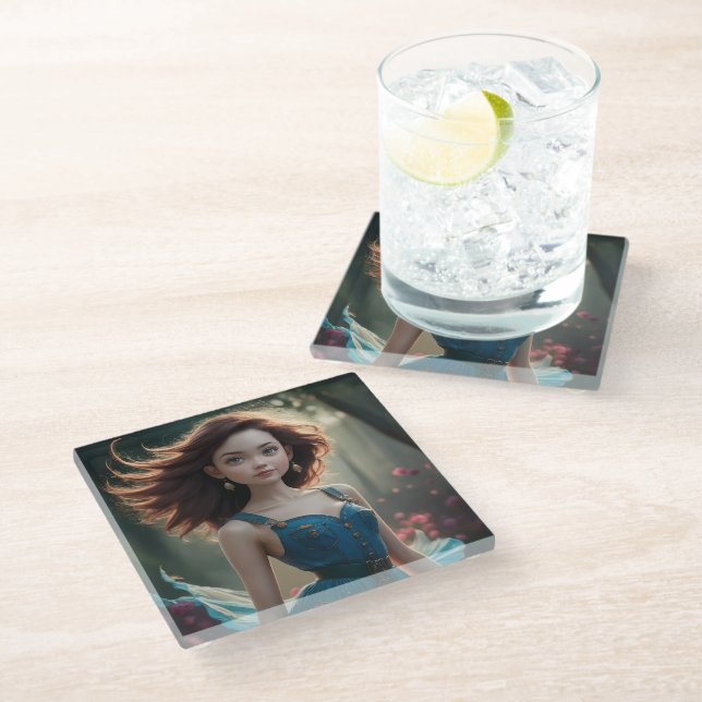 Elegante Foto Glass Untersetzer (Schrägansicht)