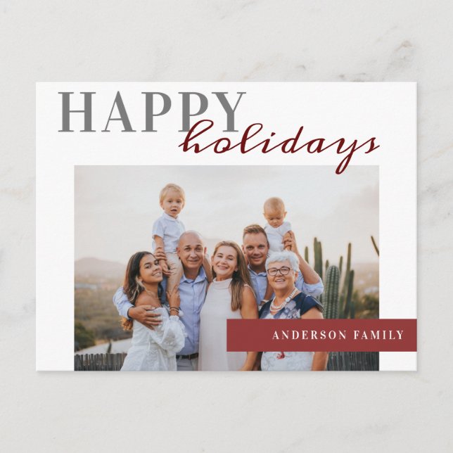 Elegante Foto Happy Holidays Family Postkarte (Vorderseite)
