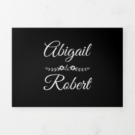Elegante Foto-Hochzeit in Schwarz-Weiß Dreifach Gefaltete Einladung