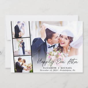 Elegante Foto Hochzeitstafel 'Happily Ever After' Einladung