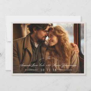 Elegante Foto-Kalligrafie-Hochzeit Save The Date