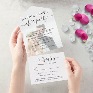 Elegante Foto-Mahlzeit-Auswahl RSVP Hochzeitsempfa All In One Einladung