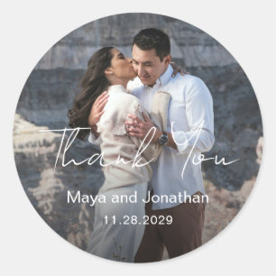 Elegante Foto Moderne Hochzeit Runder Aufkleber