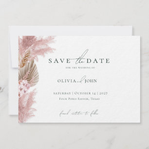 Elegante Foto Pampasgras Hochzeit Save the Date Einladung