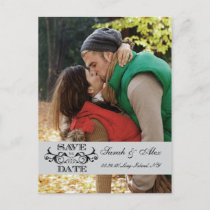 Elegante Foto-Save the Date graue Ankündigungspostkarte
