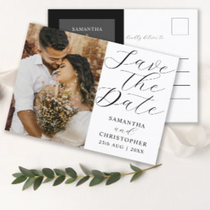 Elegante Foto-Save-the-Date-Karte Schwarz-Weiß-Hoc Ankündigungspostkarte