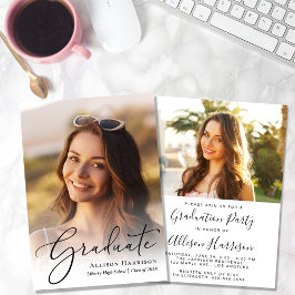 Elegante Foto Script Overlay Graduation Party Einladung