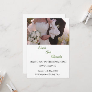 Elegante Foto-Speichern-Datum-Hochzeitseinladungsk Einladung