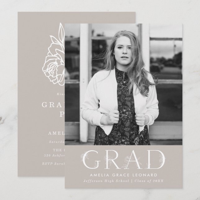 Elegante Foto Stipendiatentruppe Einladung (Vorne/Hinten)