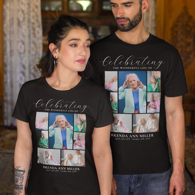Elegante Fotocollage Gedenkfeier Beerdigung Tribut T-Shirt (Von Creator hochgeladen)