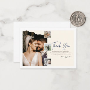 Elegante Fotocollage-Hochzeit Danke Mitteilungskarte